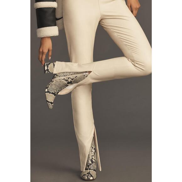 nwt ANTHROPOLOGIE Avec Les Filles sz L High-Waisted Faux Leather Slit Leggings - Picture 5 of 6